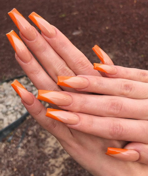 Orange Accent Nails